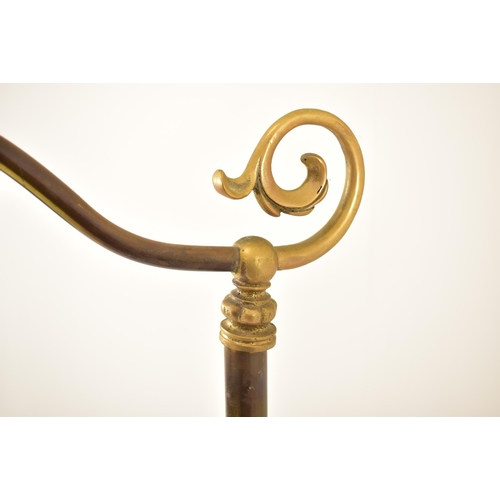 482 - An Art Deco early 20th century circa 1930s brass & copper gooseneck floor standard lamp light. The l... 