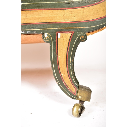 485 - An early 19th century Regency painted wood & upholstered double scroll end chaise longue. The chaise... 