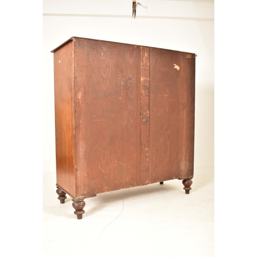 486 - A 19th century mahogany bow fronted chest of drawers. The chest having a chamfered edge top over two... 