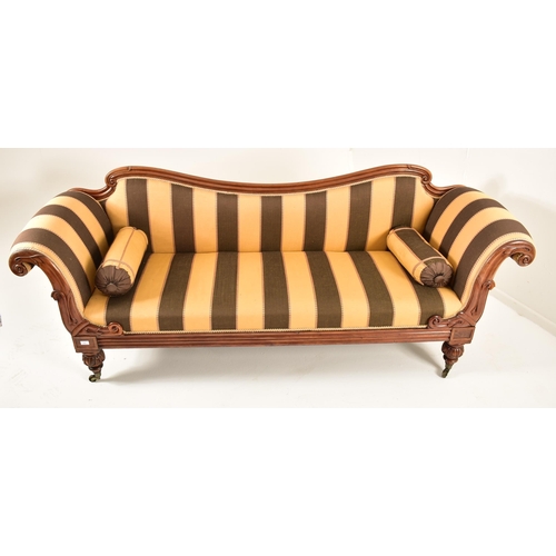 492 - A William IV 19th century double scroll end Chesterfield sofa. The sofa having a curved shaped back ... 