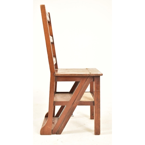 497 - A late Victorian late 19th century mahogany metamorphic folding library chair / ladder. The chair ha... 