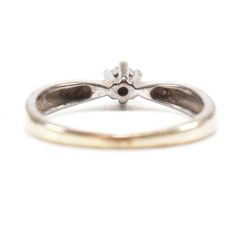 228 - A hallmarked 9ct gold and white stone solitaire ring. The single stone engagement style ring having ... 