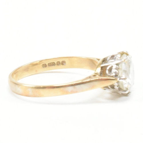259 - A vintage hallmarked 9ct yellow gold and CZ solitaire ring. The single stone engagement style ring h... 