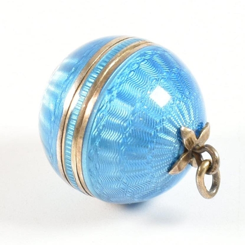 35 - An early 20th century Edwardian Swiss Plojoux  silver and enamel ball pendant watch on chain. The wa... 