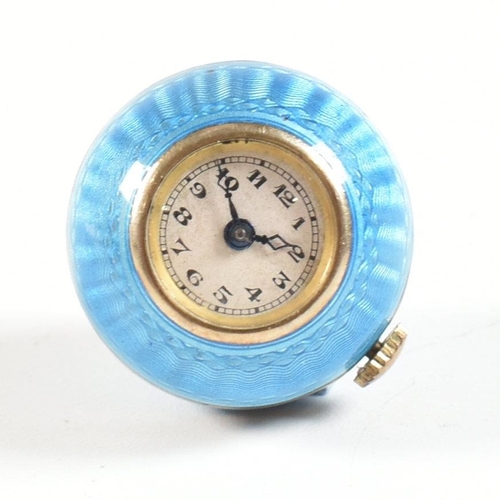 35 - An early 20th century Edwardian Swiss Plojoux  silver and enamel ball pendant watch on chain. The wa... 