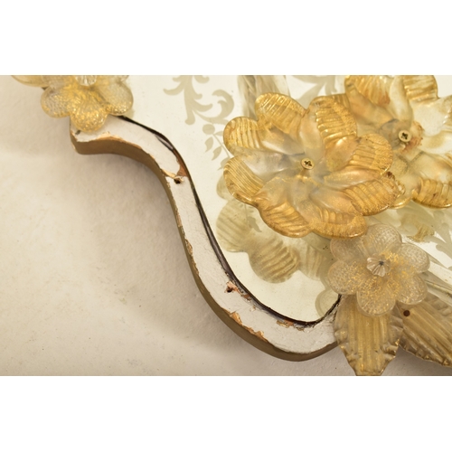 357 - Murano - An early to mid 20th century Italian wall hanging mirror. The mirror of hexagonal form with... 