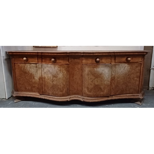 525 - A large Continental early 20th century walnut serpentine front buffet sideboard credenza. The creden... 