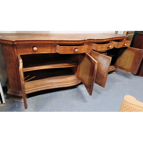 525 - A large Continental early 20th century walnut serpentine front buffet sideboard credenza. The creden... 