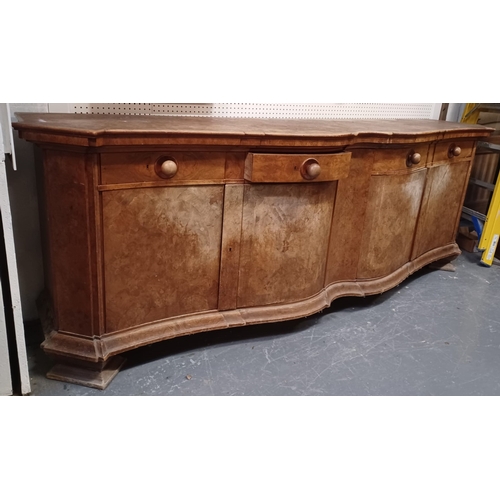 525 - A large Continental early 20th century walnut serpentine front buffet sideboard credenza. The creden... 