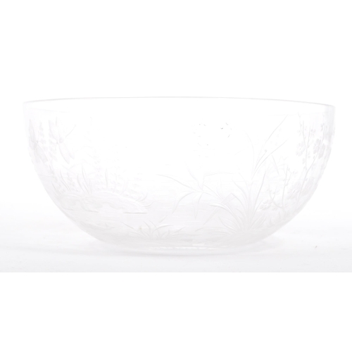 120 - An early 20th century etched chinoiserie glass bowl / dish believed Stourbridge. The dish having etc... 