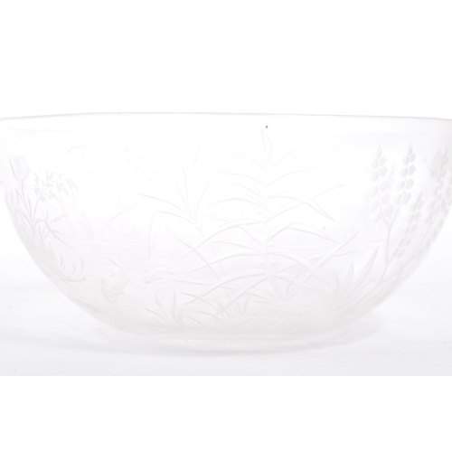 120 - An early 20th century etched chinoiserie glass bowl / dish believed Stourbridge. The dish having etc... 