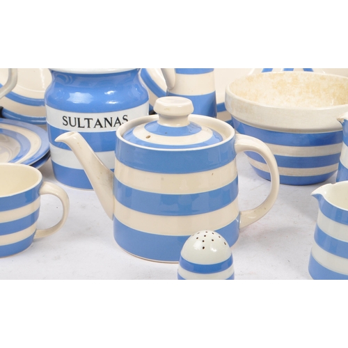 167 - T G Green - A collection of mid to late 20th century T G Green Cornish Ware blue and white striped k... 