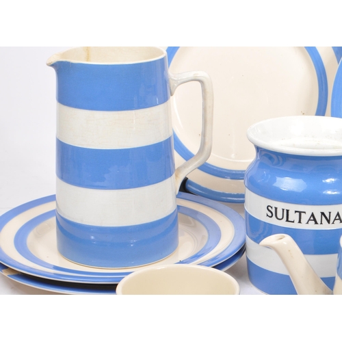 167 - T G Green - A collection of mid to late 20th century T G Green Cornish Ware blue and white striped k... 