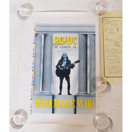 246 - An original vintage 1986 'AC/DC - Who Made Who' LP / Cassette / CD music memorabilia colour poster a... 