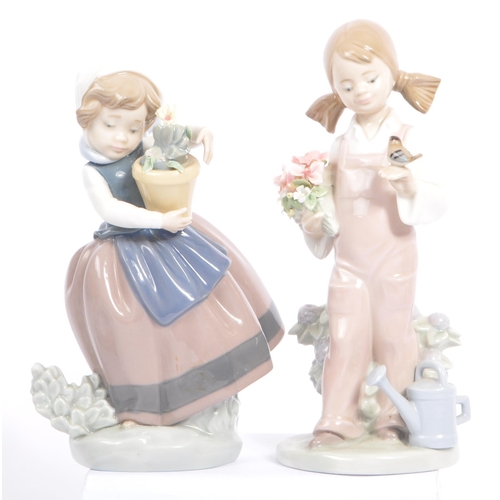 103 - Lladro - Collection of five vintage 20th century Spanish porcelain china figurines. Two depicting a ... 