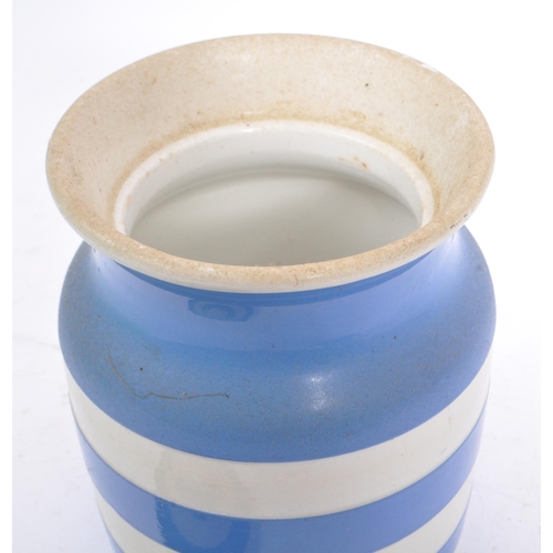 105 - Two vintage 20th Century TG Green blue and white striped ceramics. To include a lidded 'tea' jar / c... 