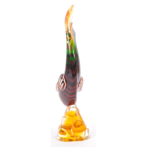 109 - A vintage mid 20th century centrepiece glass art glass fish ornament. Of orange, green and red colou... 