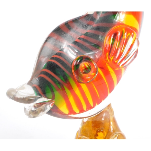 109 - A vintage mid 20th century centrepiece glass art glass fish ornament. Of orange, green and red colou... 