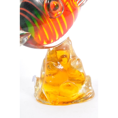 109 - A vintage mid 20th century centrepiece glass art glass fish ornament. Of orange, green and red colou... 