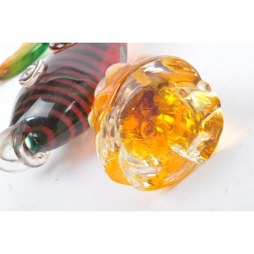 109 - A vintage mid 20th century centrepiece glass art glass fish ornament. Of orange, green and red colou... 