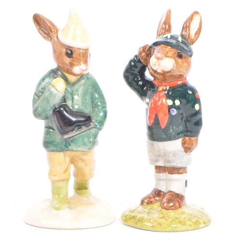 117 - Royal Doulton - Bunnykins - Collection of porcelain china bunny figures / statues. Comprising of be ... 