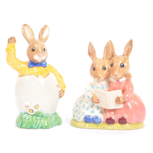 117 - Royal Doulton - Bunnykins - Collection of porcelain china bunny figures / statues. Comprising of be ... 