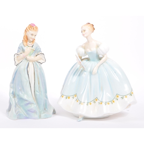 12 - Royal Doulton - A collection of eight mid 20th century porcelain table ware female figurines. Includ... 