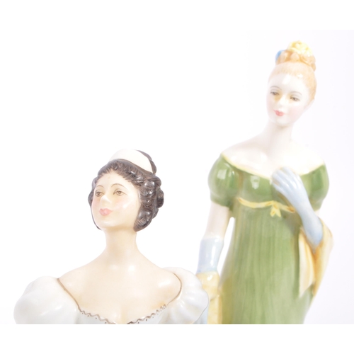 12 - Royal Doulton - A collection of eight mid 20th century porcelain table ware female figurines. Includ... 