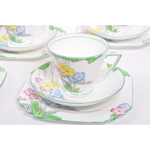 136 - Heathcote Fine China - An early 20th century circa 1930s hand painted Art Deco 'Lea Pattern' Tea Ser... 