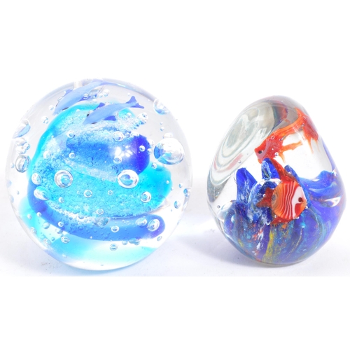 152 - An assortment of vintage animal / marine related studio art glass paperweights. Comprising of a blue... 