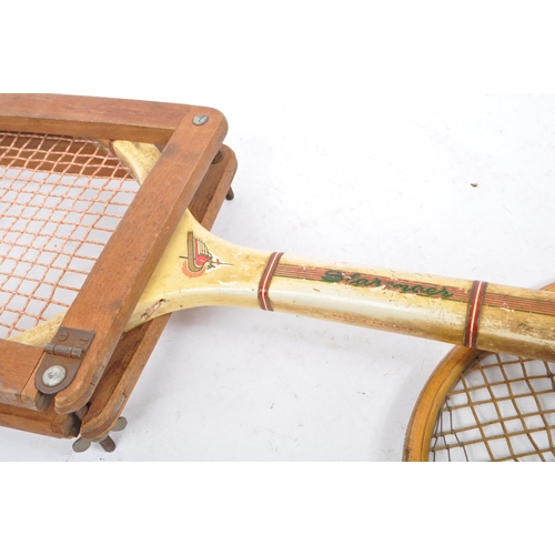 171 - Tennis. Two mid-20th century Bristolian rackets. Local interest with labels for Harris’s Tiger racke... 