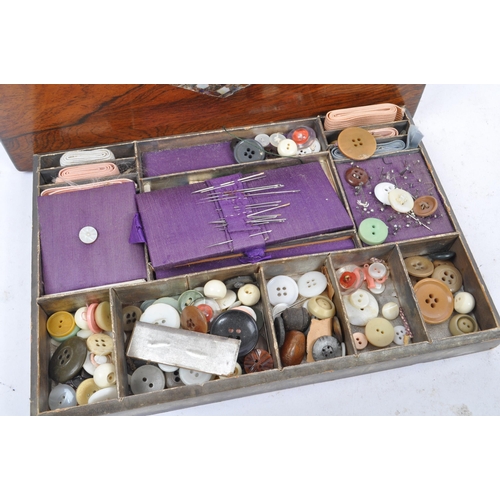 181 - Two Victorian late 19th century mahogany veneered and abalone inlaid sewing / jewellery boxes. The l... 