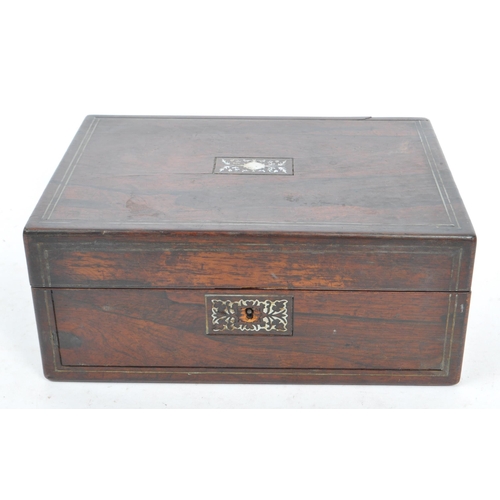 181 - Two Victorian late 19th century mahogany veneered and abalone inlaid sewing / jewellery boxes. The l... 