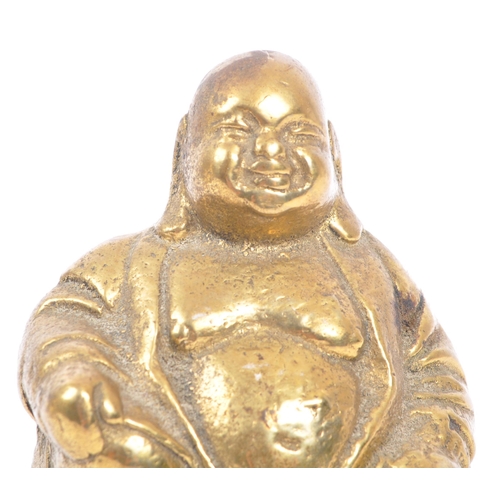 186 - A Chinese Oriental early 20th century cast brass Laughing Buddha / Budai sculpture figurine. The fig... 