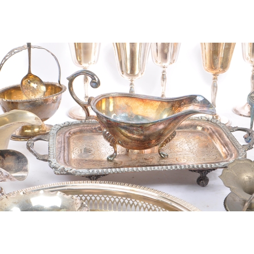 200 - A collection of 20th century pewter and silver plate tableware and other pieces. The collection to i... 