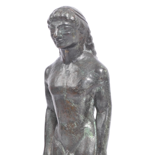 206 - Ancient Egypt - A 20th century ancient Greek free standing bronze statue, depicting a nude Kroisos K... 