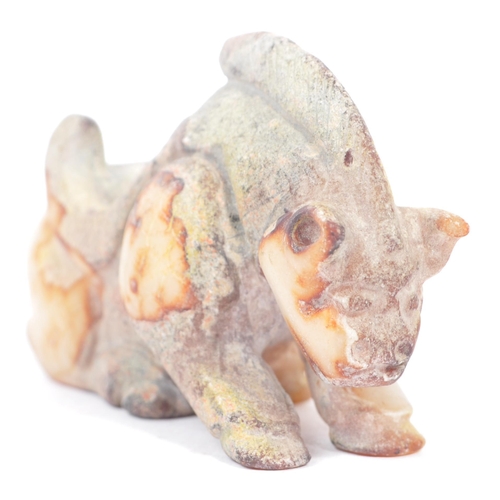 213 - A 19th Century hand carved Chinese Oriental soapstone figurine depicting a stalking tiger. The figur... 