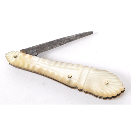 231 - A collection of seven 19th & 20th century mother of pearl handled stainless steel fruit knives. Some... 