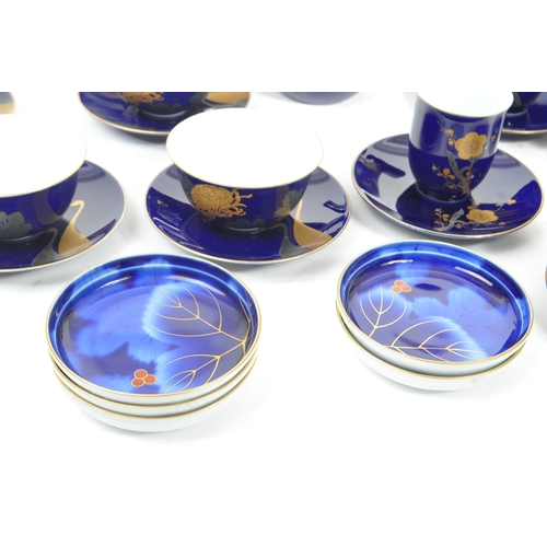 24 - Contemporary Japanese fukagawa arta ware porcelain tea service set. Comprising of cups, saucers, sma... 