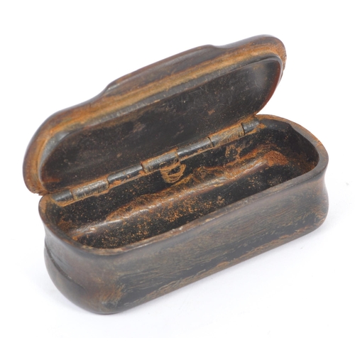 242 - A collection of five early 20th century and later snuff boxes and vesta case. The lot comprising of ... 