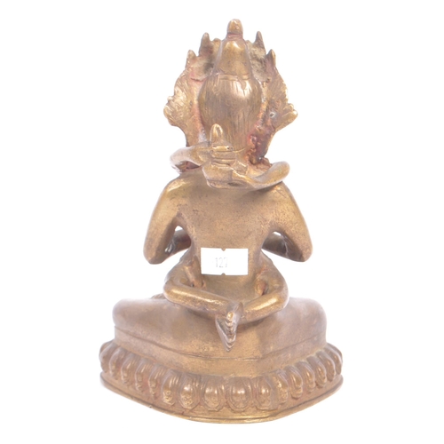 256 - A 20th century cast bronze Tibetan Yab-Yum (Father Mother) Shiva Shakti Buddhist figure. In the form... 