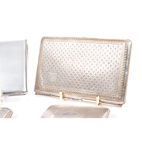 258 - A collection of eight early to mid 20th century silver plate cigarette cases. To include four of squ... 