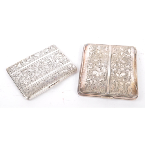 258 - A collection of eight early to mid 20th century silver plate cigarette cases. To include four of squ... 