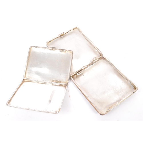 258 - A collection of eight early to mid 20th century silver plate cigarette cases. To include four of squ... 