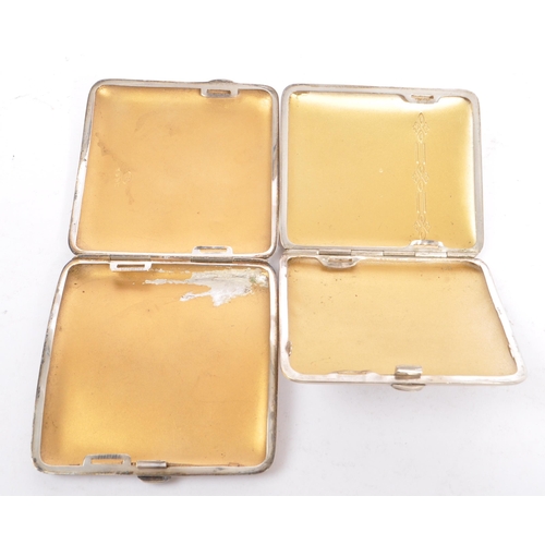 258 - A collection of eight early to mid 20th century silver plate cigarette cases. To include four of squ... 