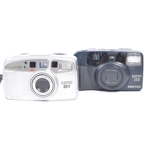 321 - Pentax - A collection of late 20th century Pentax 35mm compact point and shoot film cameras. The col... 