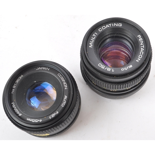 323 - A collection of 20th century M42 mount 35mm lenses for use with Praktica, Pentax, and Fujica. The co... 