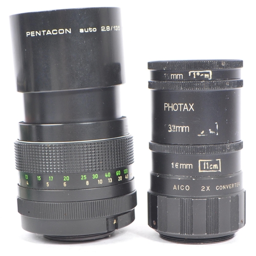 323 - A collection of 20th century M42 mount 35mm lenses for use with Praktica, Pentax, and Fujica. The co... 