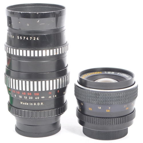 323 - A collection of 20th century M42 mount 35mm lenses for use with Praktica, Pentax, and Fujica. The co... 