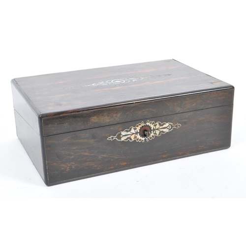 330 - A Victorian 19th century coromandel wood with inlaid mother of pearl writing slope. The writing slop... 